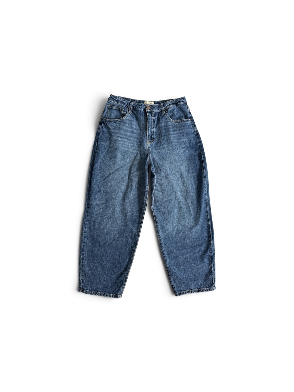 OLIVER LOGAN Harlow Barrel Leg Jeans Size 31 High Rise Denim Dark Aged Vintage